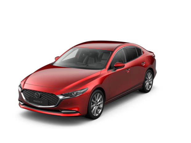 Mazda Mazda3 Sedan 2,0 M Hybrid e-Skyactiv X Exclusive-line AT + Driver Assistance & Sound + Design + Comfort White + SR 186hv