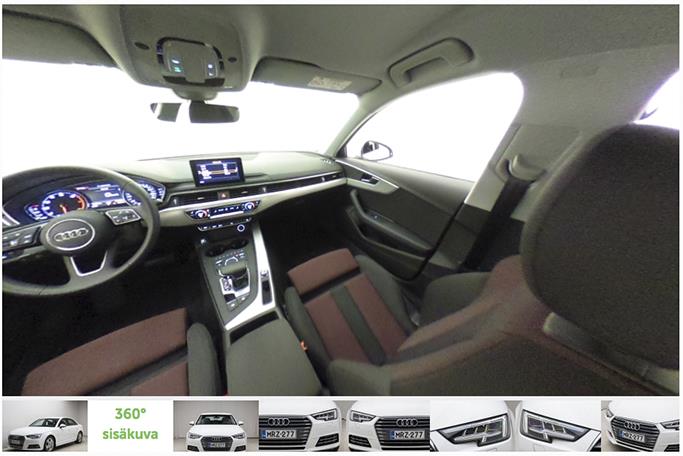 360-kuva auton sisätiloista Autotiellä