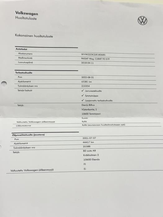 VOLKSWAGEN Passat 2018