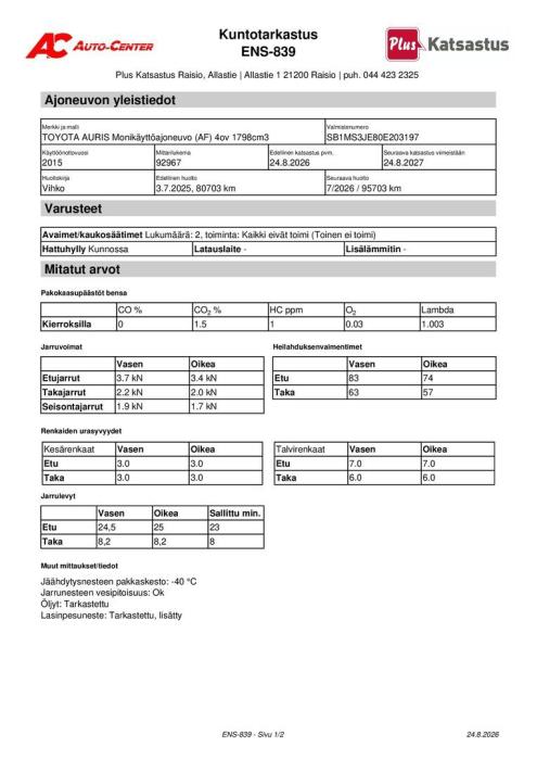 TOYOTA Auris 2015