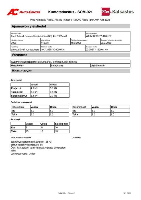 FORD Transit Custom 2020