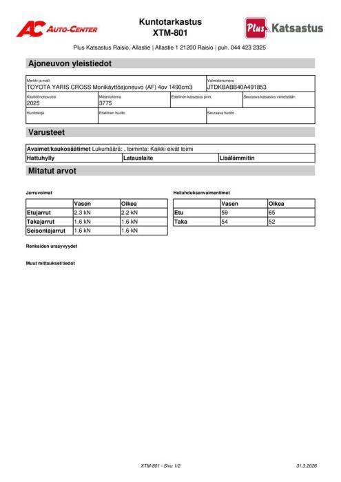 TOYOTA Yaris Cross 2025