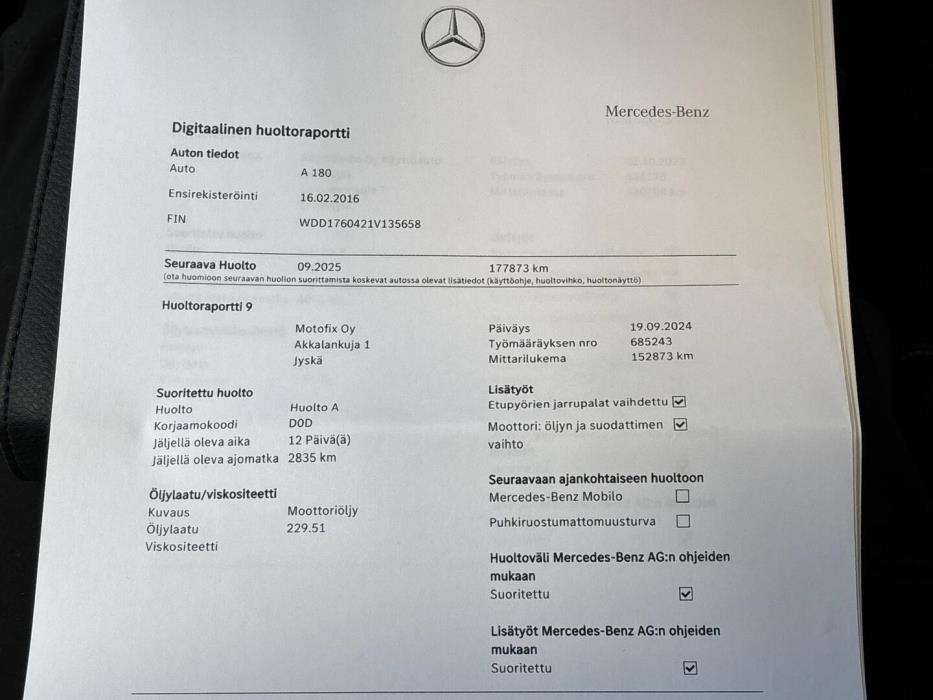 MERCEDES-BENZ A 2016