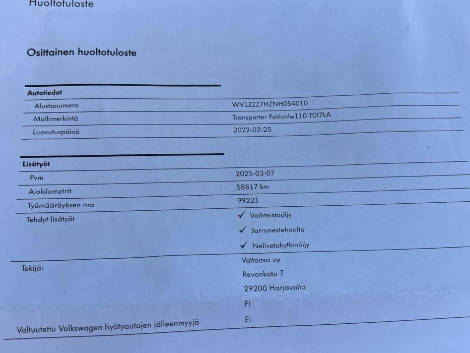 VOLKSWAGEN Transporter 2022