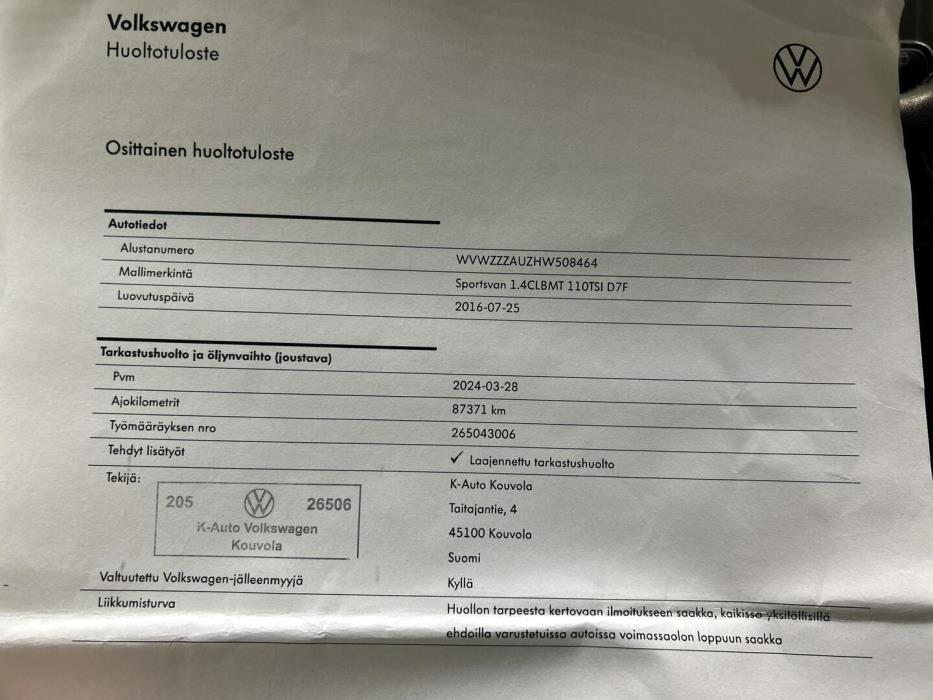 VOLKSWAGEN Golf Sportsvan 2016