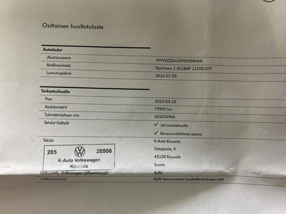 VOLKSWAGEN Golf Sportsvan 2016