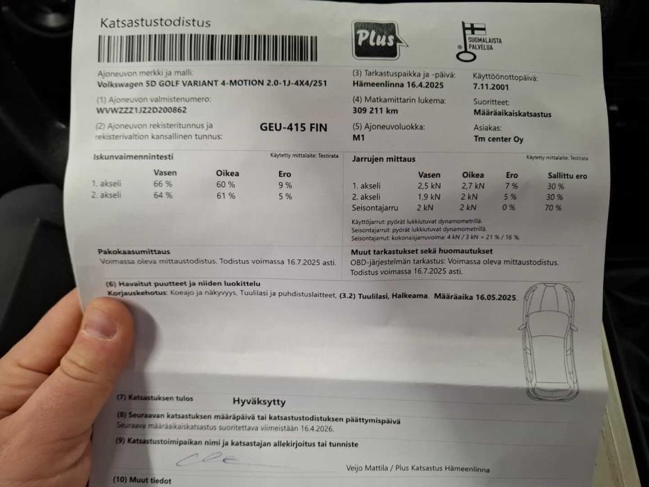 VOLKSWAGEN GOLF 2001