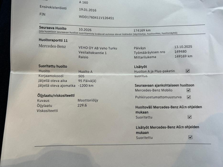 MERCEDES-BENZ A 2016