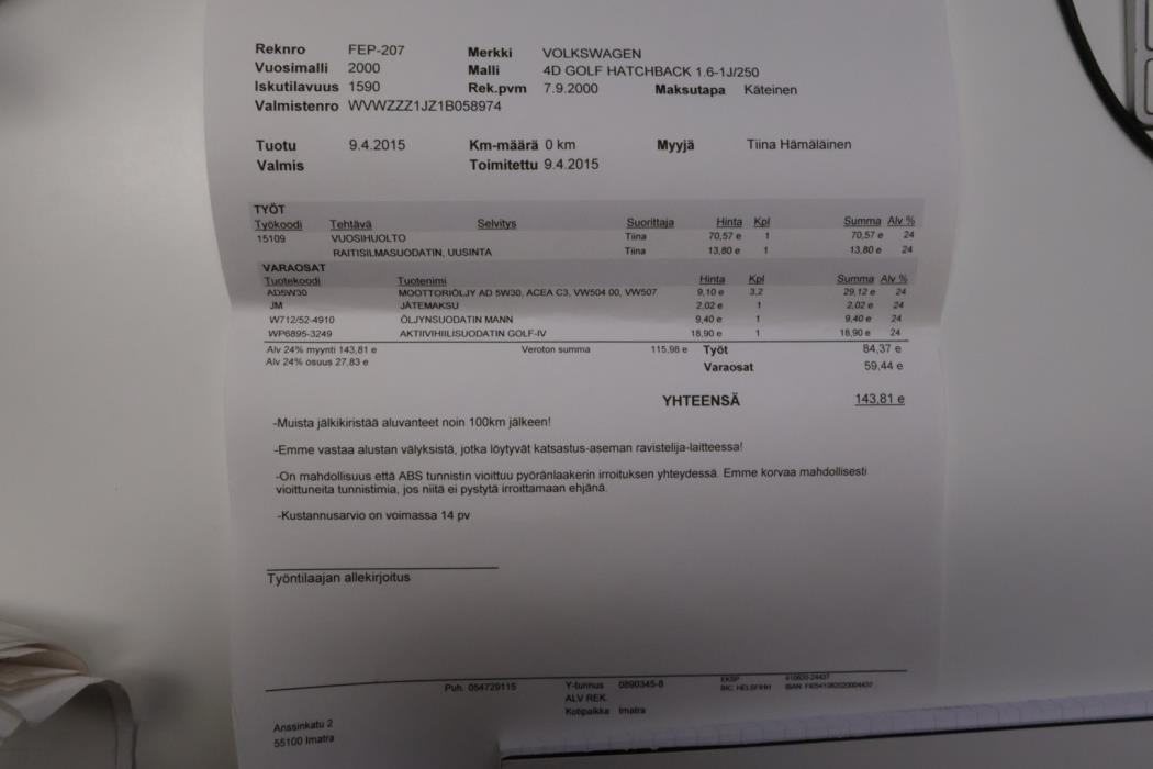 VOLKSWAGEN Golf 2001