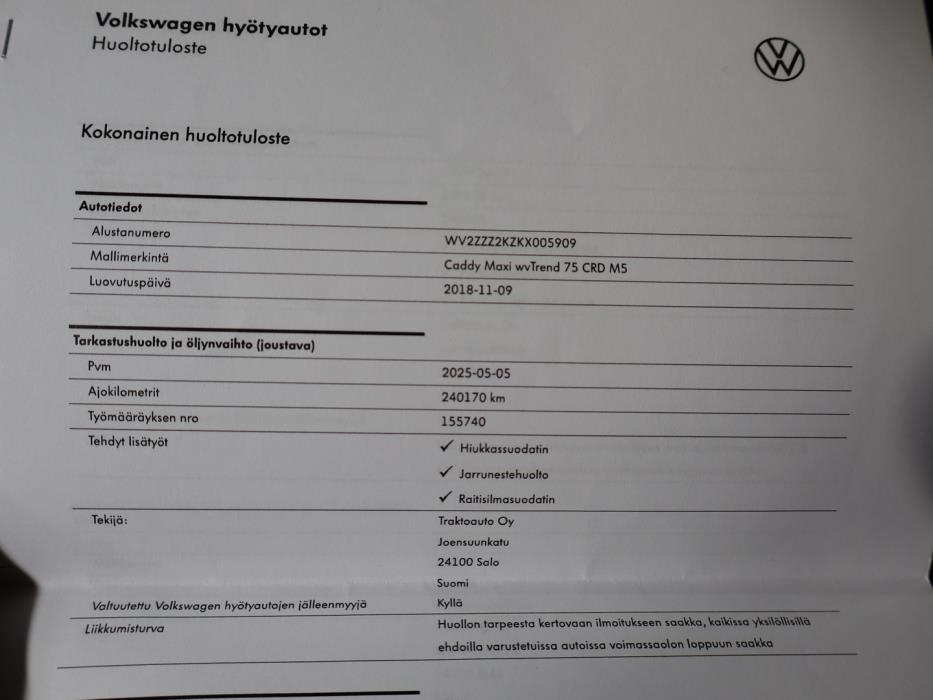 VOLKSWAGEN Caddy Maxi 2018
