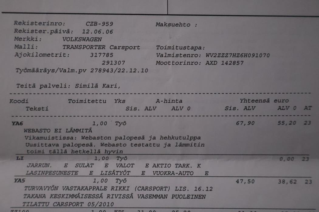 VOLKSWAGEN Transporter 2006