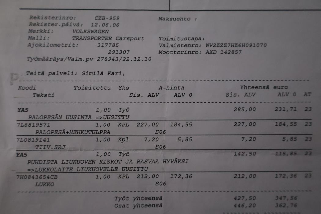 VOLKSWAGEN Transporter 2006