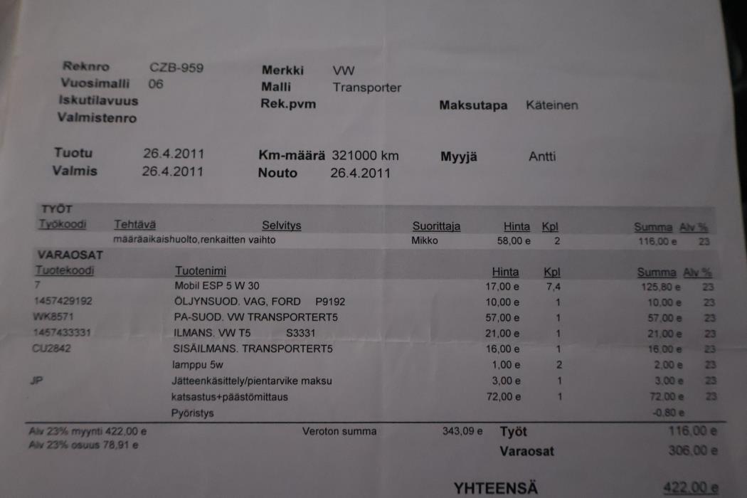 VOLKSWAGEN Transporter 2006